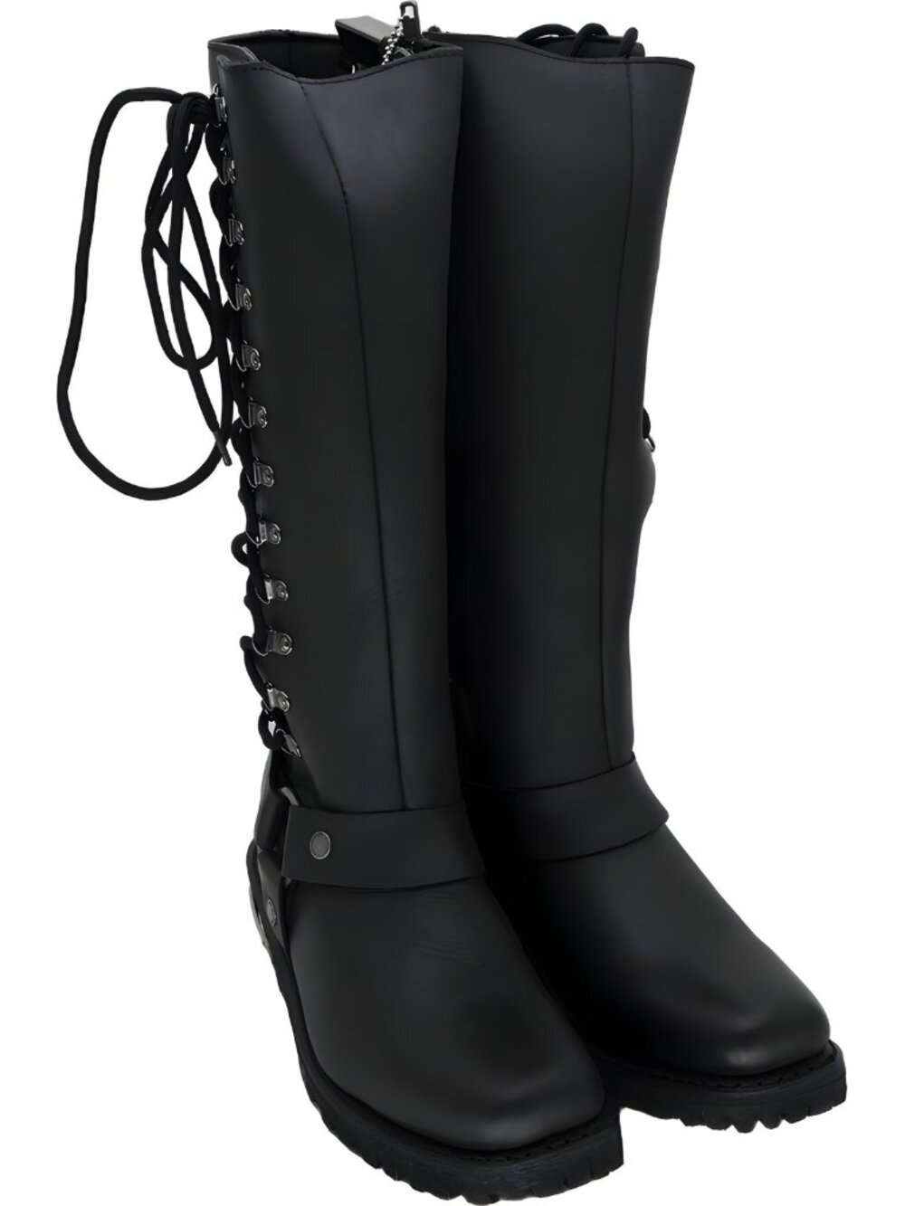 Milwaukee Leather Black 14-Inch Classic Harness Square Toe Boots Sz 9.5